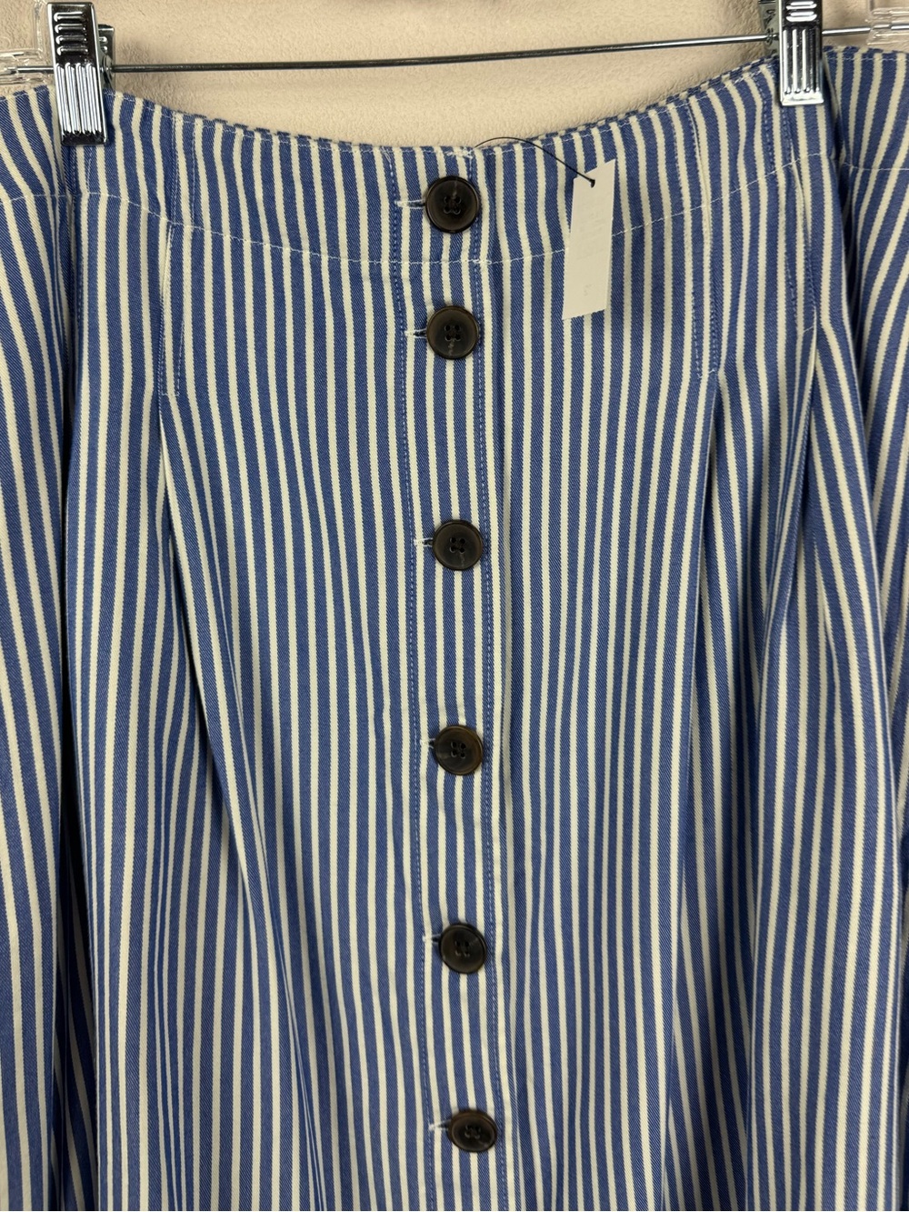 NWT Talbots Striped Blue White Nautical Button Down Midi Skirt sz 12 - Picture 5 of 8